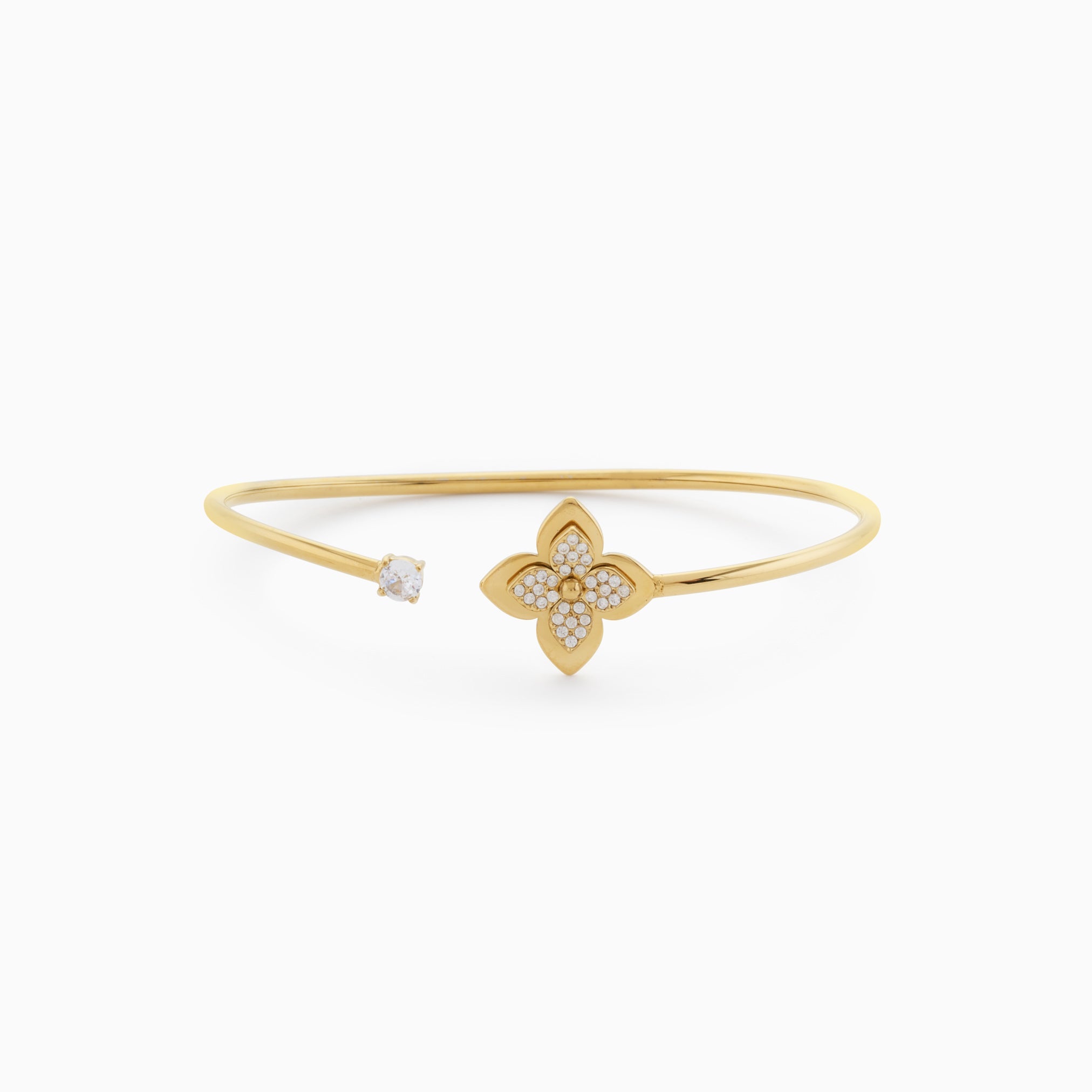 WILD CLOVER BANGLE best gold plated tarnish and water resistant piece by Irish Jewellery brand - Lynott Jewellery