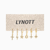 COSMIC WONDER HUGGIE 5 PIECE EARRING SET best gold plated tarnish and water resistant piece by Irish Jewellery brand - Lynott Jewellery