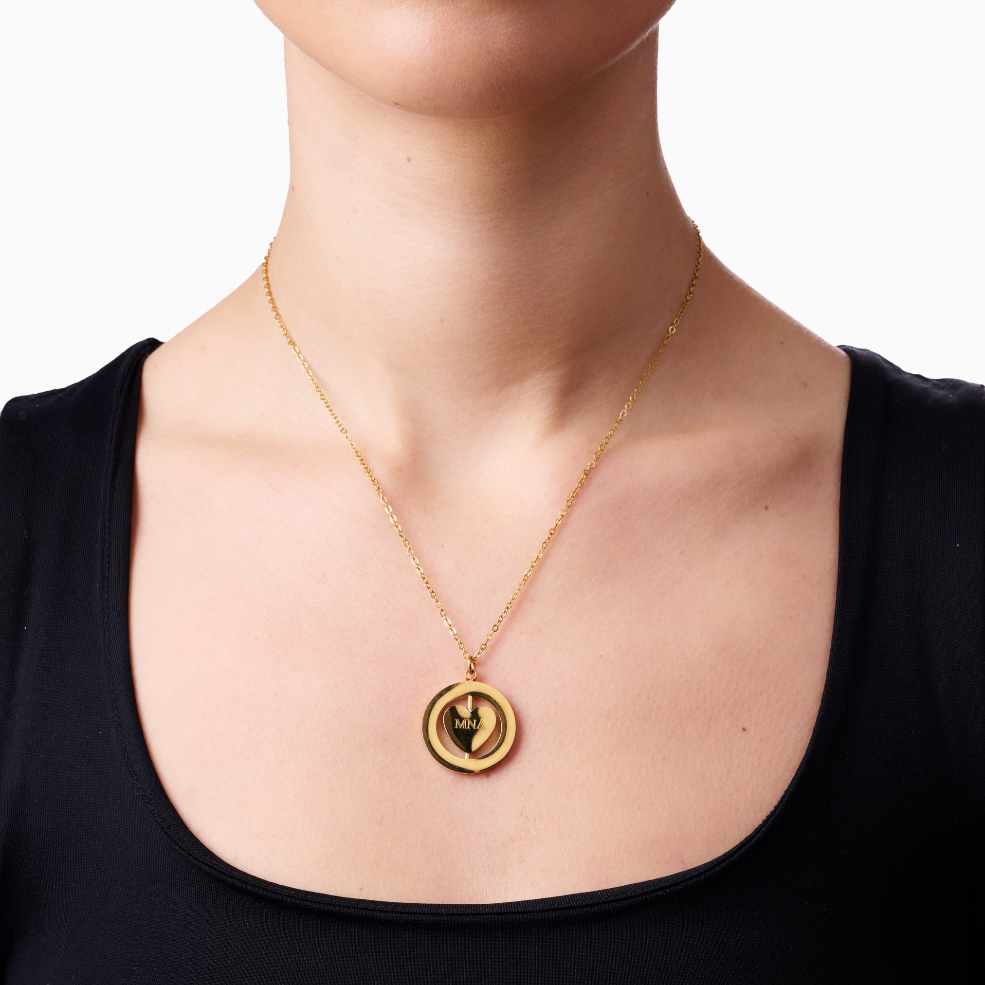 COLLAR DE CORAZÓN GIRATORIO GRABABLE