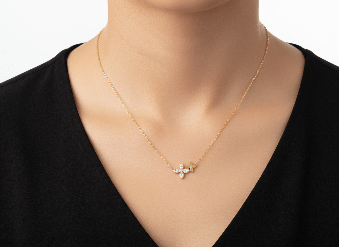 BLOSSOM NECKLACE best gold plated tarnish and water resistant piece by Irish Jewellery brand - Lynott Jewellery