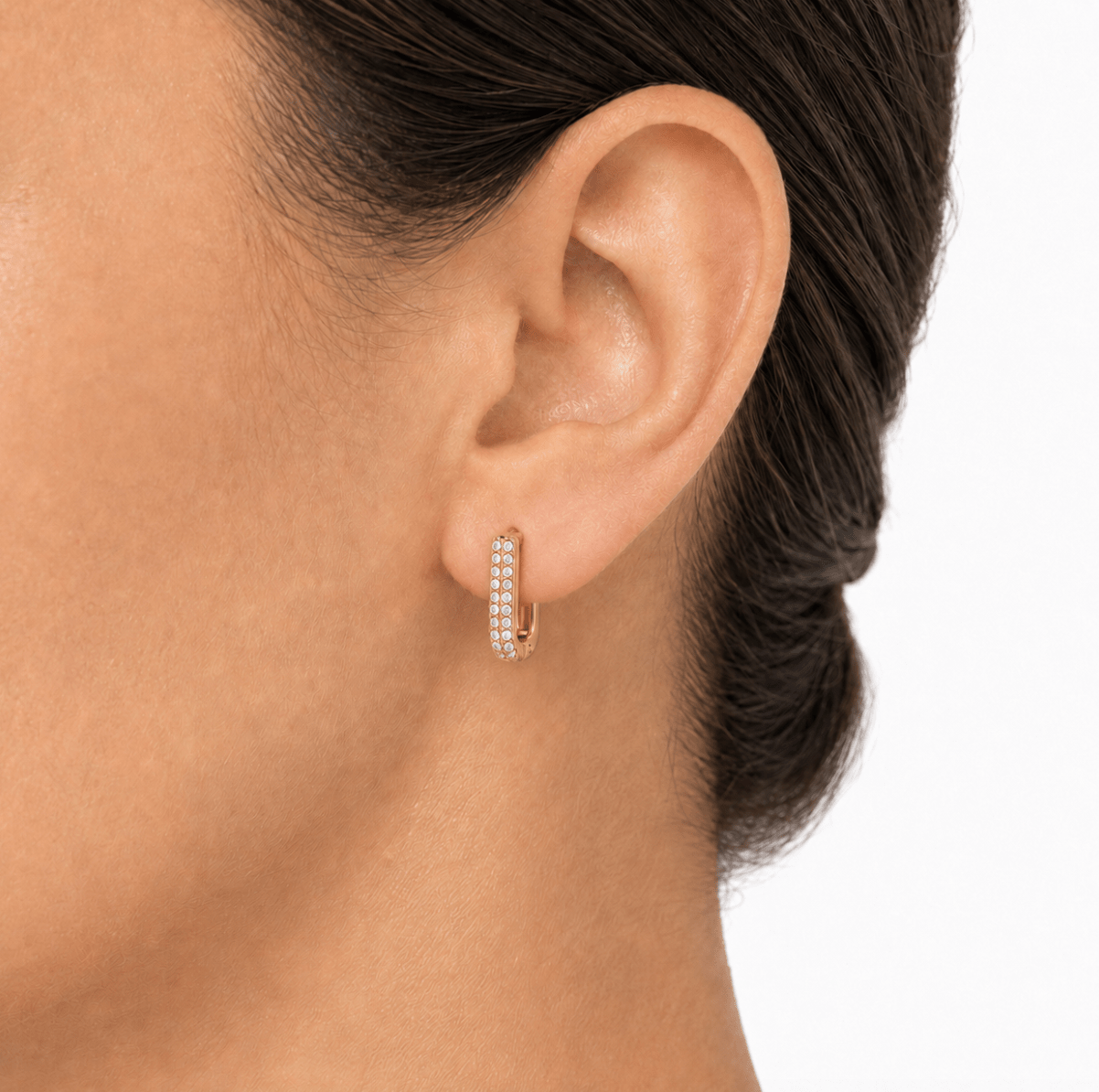 LOLA SQUARE HOOP EARRING best gold plated tarnish and water resistant piece by Irish Jewellery brand - Lynott Jewellery