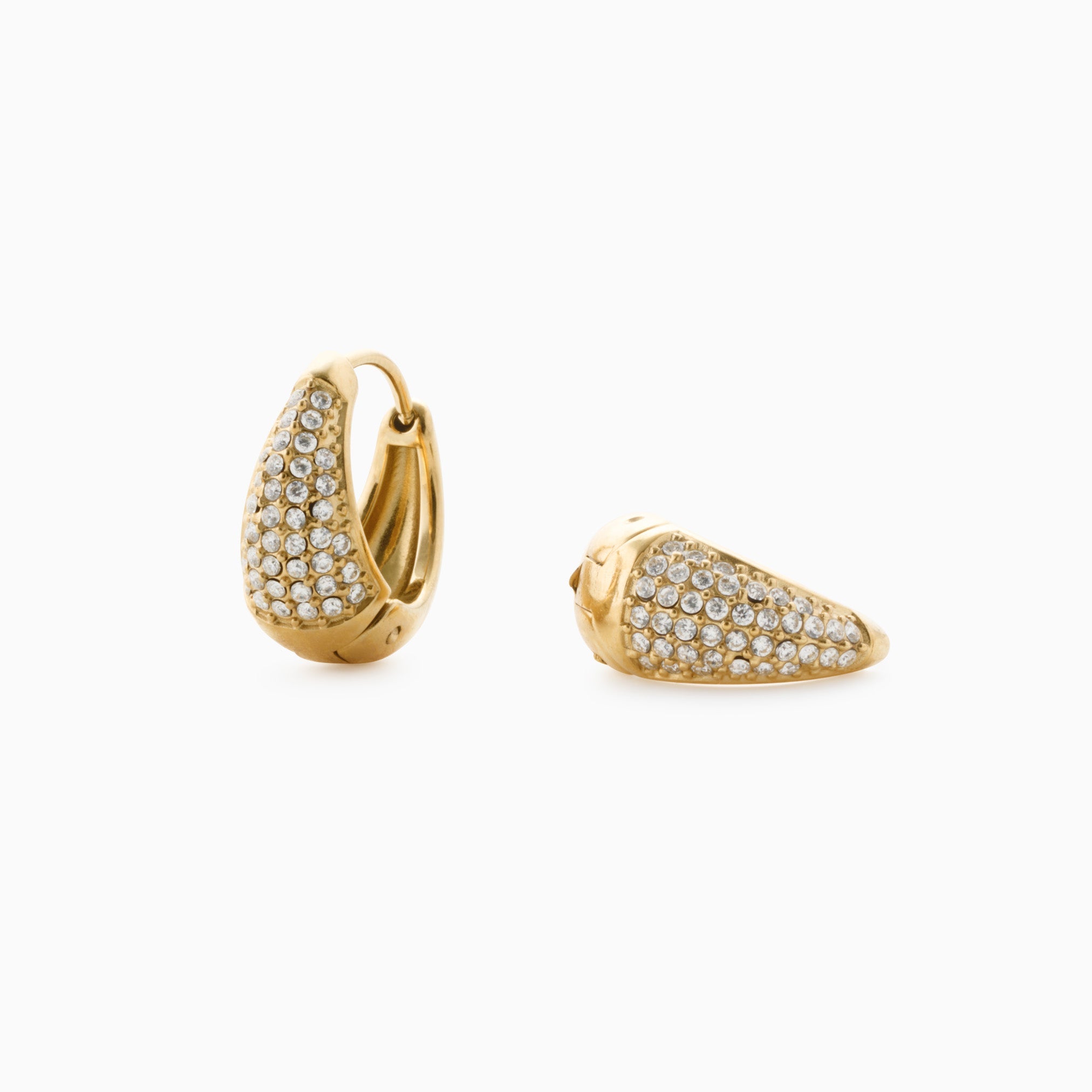 PURE SPARKLE HUGGIES best gold plated tarnish and water resistant piece by Irish Jewellery brand - Lynott Jewellery