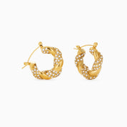 TWISTED SPARKLE HOOPS best gold plated tarnish and water resistant piece by Irish Jewellery brand - Lynott Jewellery