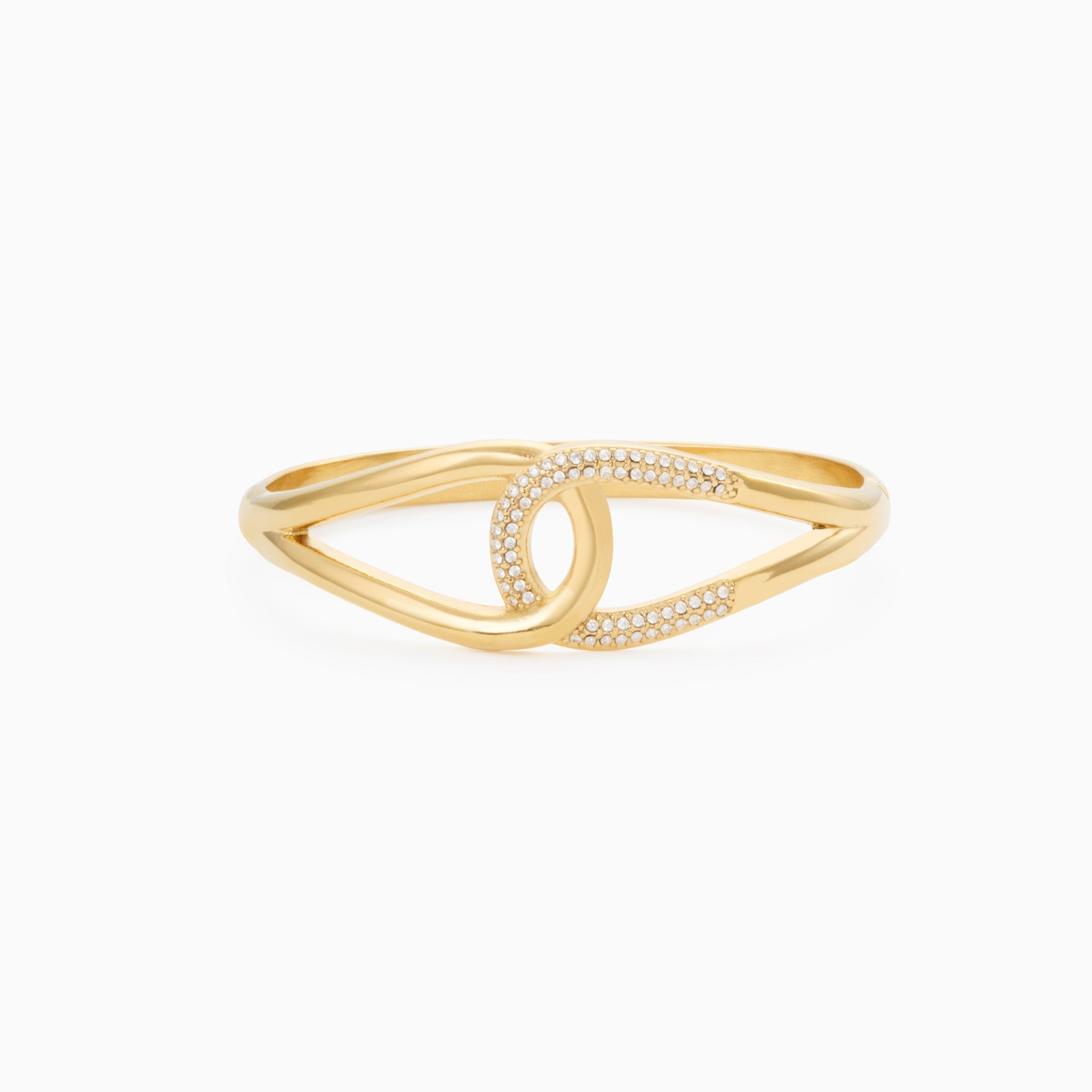 Entwined crystal BANGLE best gold plated tarnish and water resistant piece by Irish Jewellery brand - Lynott Jewellery