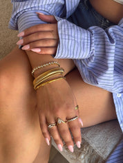 LINEAR LUXE BANGLE best gold plated tarnish and water resistant piece by Irish Jewellery brand - Lynott Jewellery