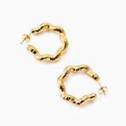 WHISPERING WAVE HOOP best gold plated tarnish and water resistant piece by Irish Jewellery brand - Lynott Jewellery