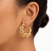 LARA TWISTED HOOPS best gold plated tarnish and water resistant piece by Irish Jewellery brand - Lynott Jewellery