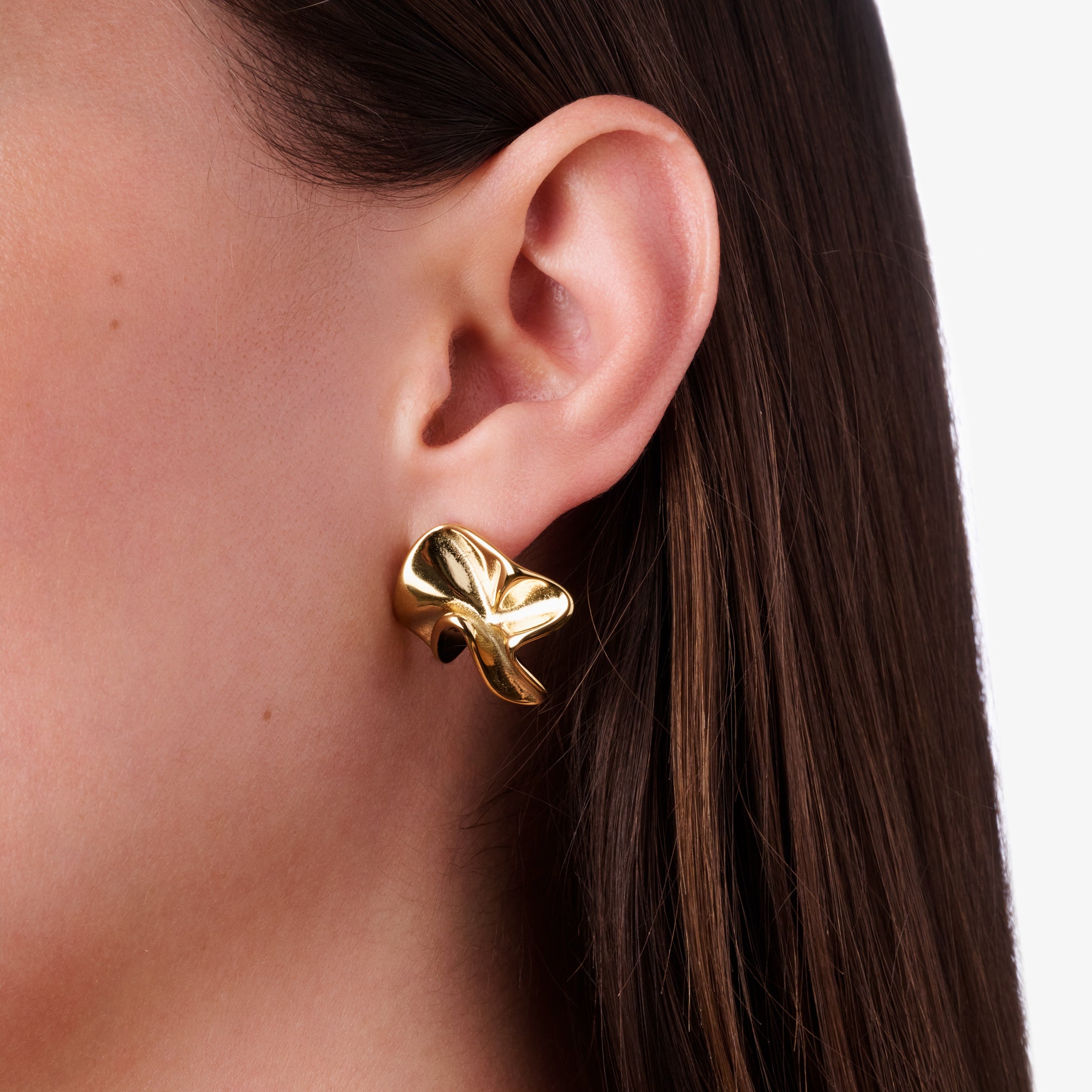TEXTURED FLOWER STATEMENT STUD best gold plated tarnish and water resistant piece by Irish Jewellery brand - Lynott Jewellery