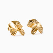 TEXTURED FLOWER STATEMENT STUD best gold plated tarnish and water resistant piece by Irish Jewellery brand - Lynott Jewellery
