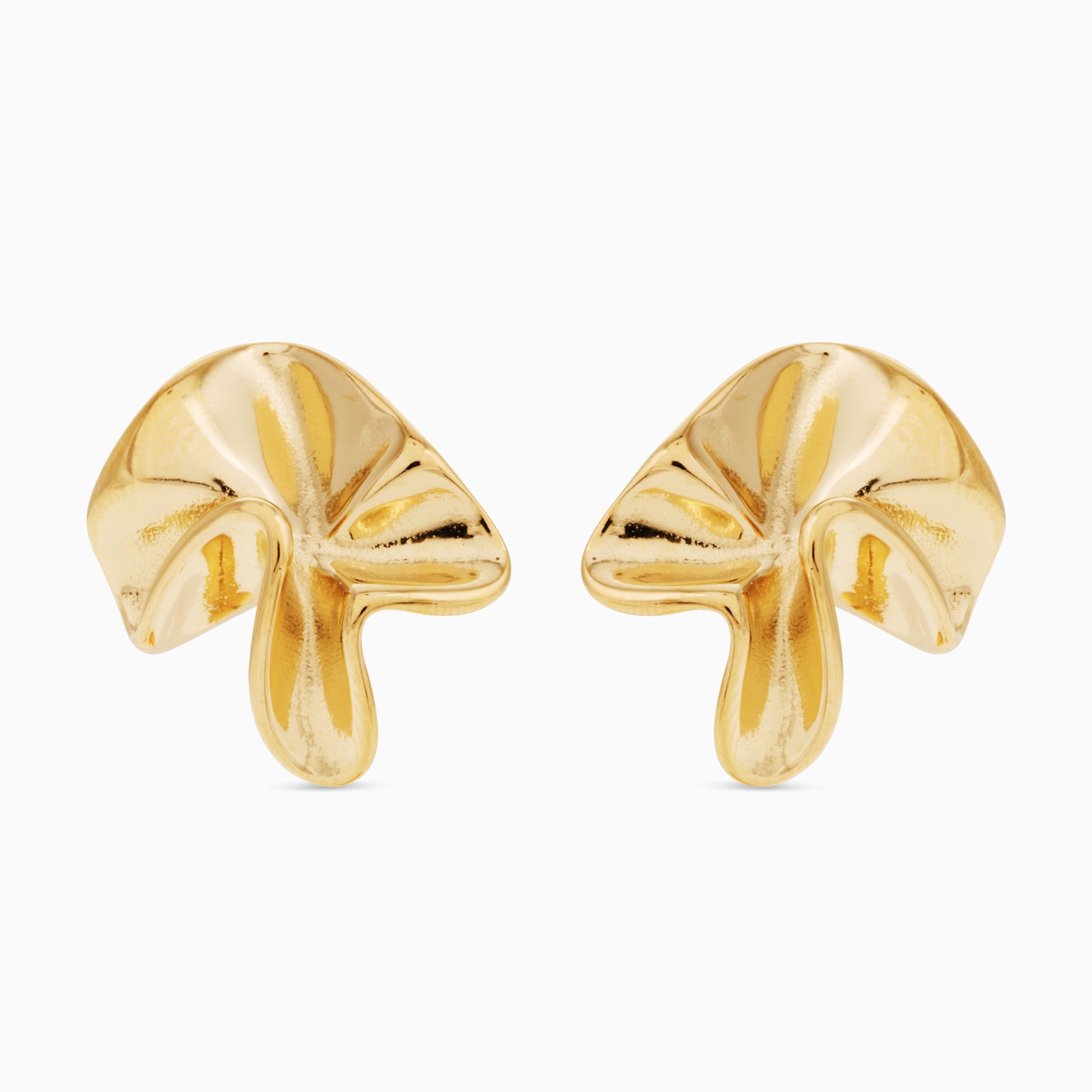 TEXTURED FLOWER STATEMENT STUD best gold plated tarnish and water resistant piece by Irish Jewellery brand - Lynott Jewellery