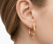 TEXTURED STATEMENT HOOP best gold plated tarnish and water resistant piece by Irish Jewellery brand - Lynott Jewellery