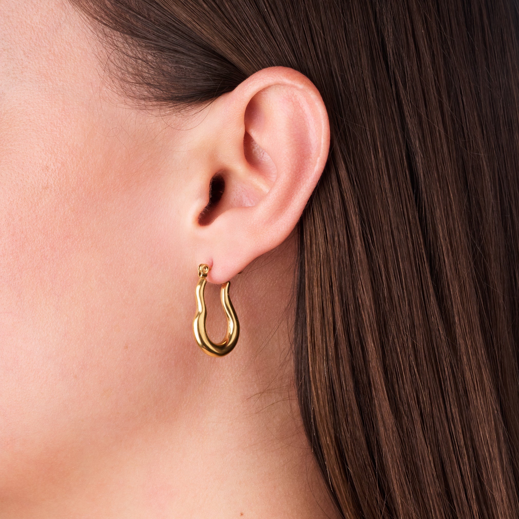 RIPPLE HOOP EARRINGS best gold plated tarnish and water resistant piece by Irish Jewellery brand - Lynott Jewellery
