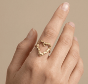TEXTURED HEART ADJUSTABLE RING best gold plated tarnish and water resistant piece by Irish Jewellery brand - Lynott Jewellery