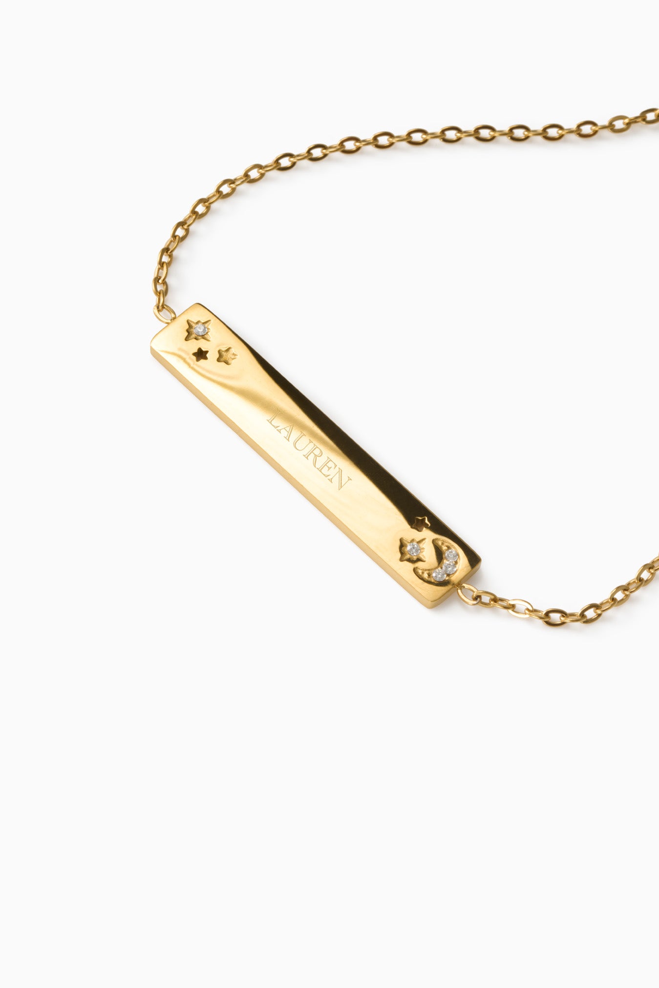 PULSERA CON PLACA GRABABLE LUNA Y ESTRELLAS