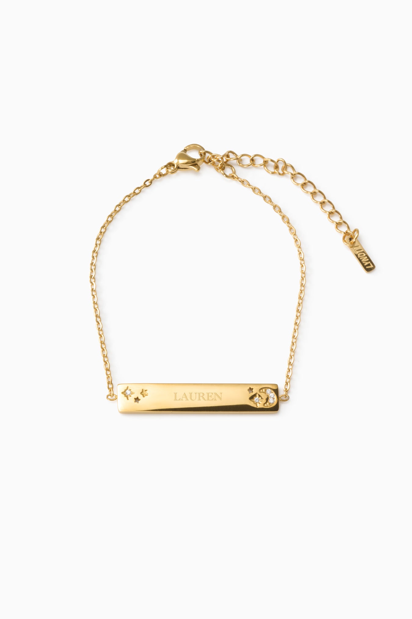 PULSERA CON PLACA GRABABLE LUNA Y ESTRELLAS