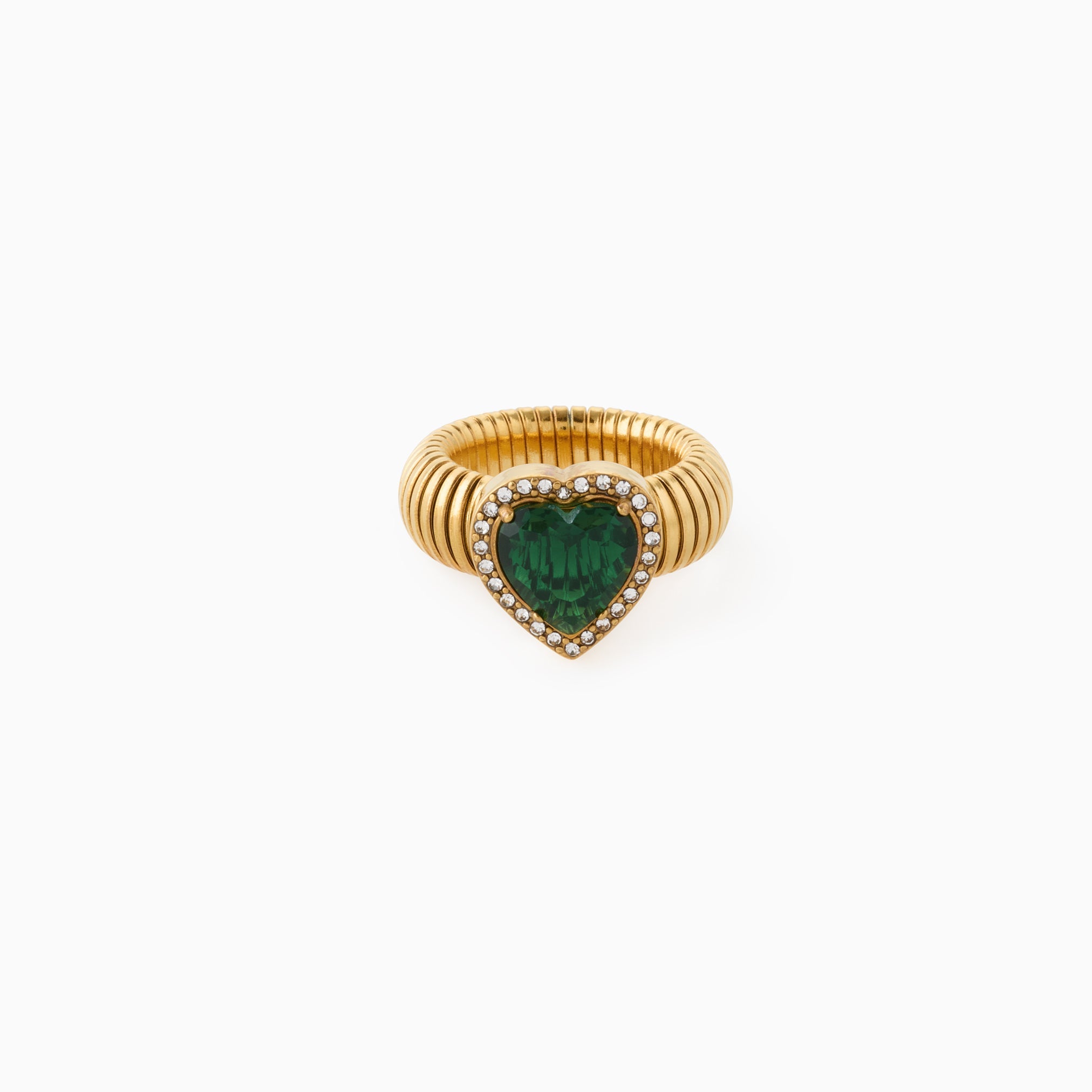 PURE OF HEART GREEN RING best gold plated tarnish and water resistant piece by Irish Jewellery brand - Lynott Jewellery