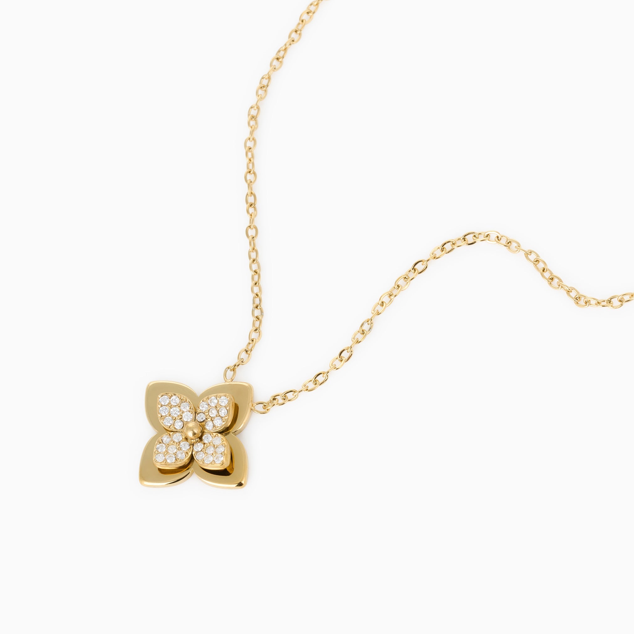 WILD CLOVER NECKLACE best gold plated tarnish and water resistant piece by Irish Jewellery brand - Lynott Jewellery