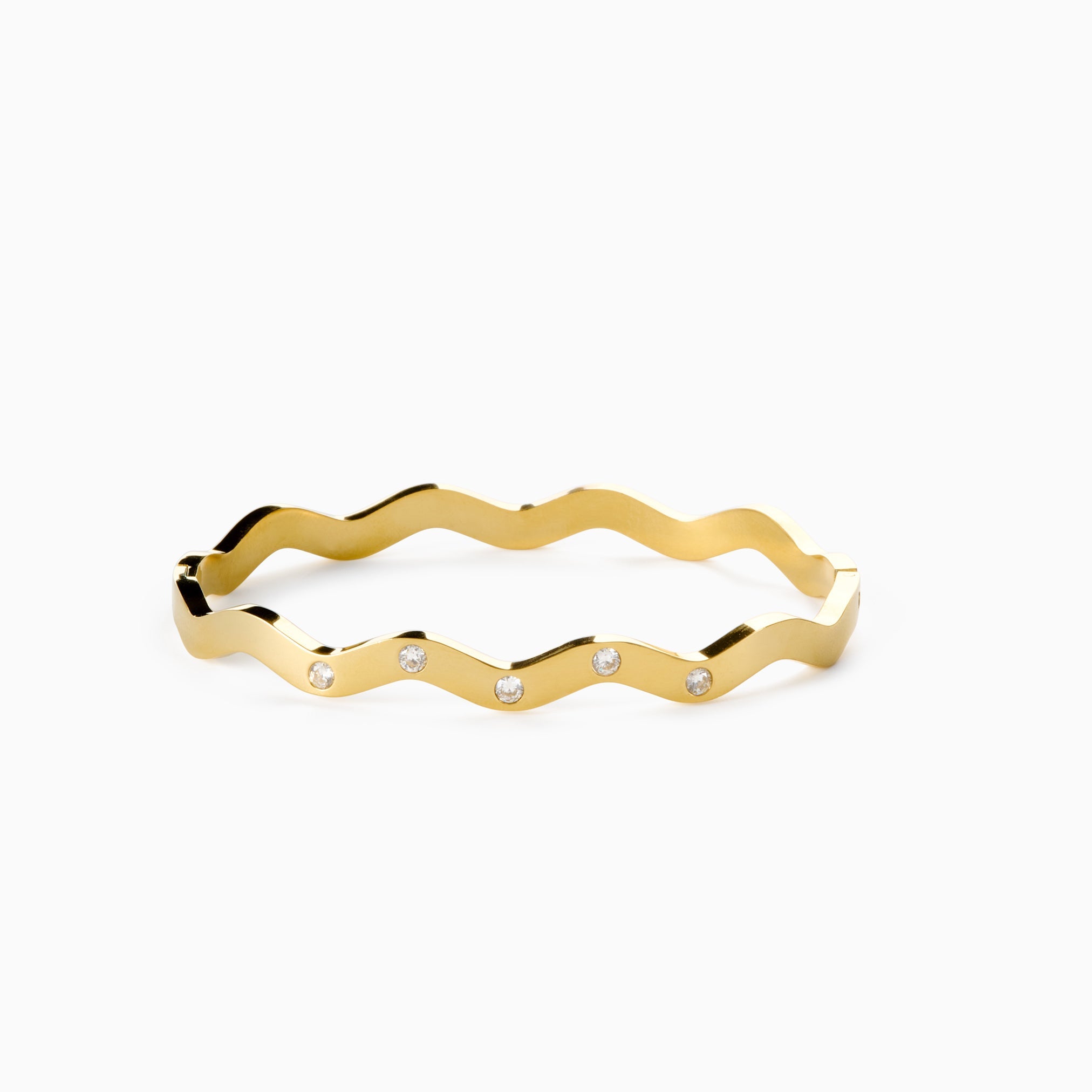 GLITTER WAVE BANGLE best gold plated tarnish and water resistant piece by Irish Jewellery brand - Lynott Jewellery