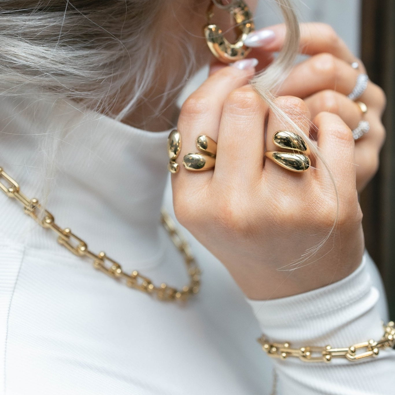 ATHENA GLAM ADJUSTABLE RING best gold plated tarnish and water resistant piece by Irish Jewellery brand - Lynott Jewellery