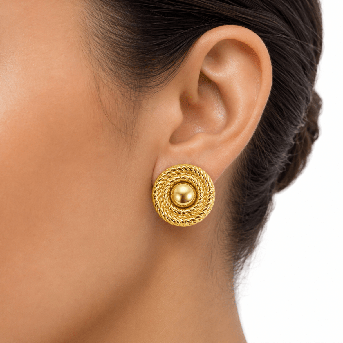 ZARA TWISTED GOLD STUDS best gold plated tarnish and water resistant piece by Irish Jewellery brand - Lynott Jewellery