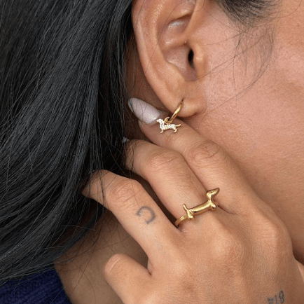 THE SLINKY HUGGIE EARRING best gold plated tarnish and water resistant piece by Irish Jewellery brand - Lynott Jewellery