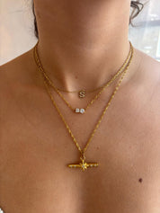 BEYOND THE STARS T BAR NECKLACE best gold plated tarnish and water resistant piece by Irish Jewellery brand - Lynott Jewellery