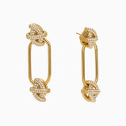 LOVERS KNOT DROP HOOPS best gold plated tarnish and water resistant piece by Irish Jewellery brand - Lynott Jewellery