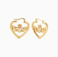 RÍONA HEART CLADDAGH HOOPS best gold plated tarnish and water resistant piece by Irish Jewellery brand - Lynott Jewellery