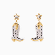 DAZZLE COWBOY BOOT EARRINGS best gold plated tarnish and water resistant piece by Irish Jewellery brand - Lynott Jewellery