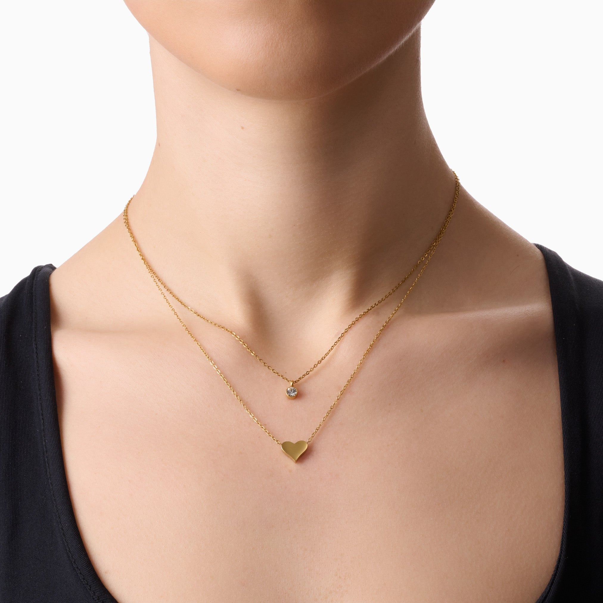 HEART TO HEART LAYERED ENGRAVABLE NECKLACE GOLD best gold plated tarnish and water resistant piece by Irish Jewellery brand - Lynott Jewellery
