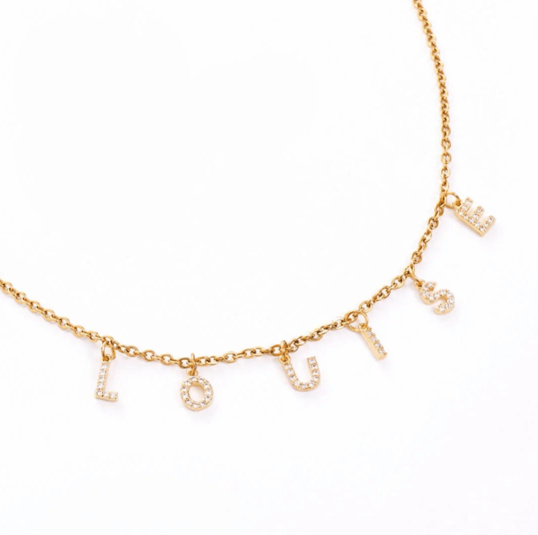 PERSONALISED NAME NECKLACE best gold plated tarnish and water resistant piece by Irish Jewellery brand - Lynott Jewellery
