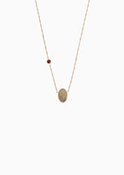 PROMISE ME ENGRAVABLE OVAL DISC & BIRTHSTONE NECKLACE best gold plated tarnish and water resistant piece by Irish Jewellery brand - Lynott Jewellery
