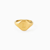 ENGRAVABLE SIGNET RING best gold plated tarnish and water resistant piece by Irish Jewellery brand - Lynott Jewellery