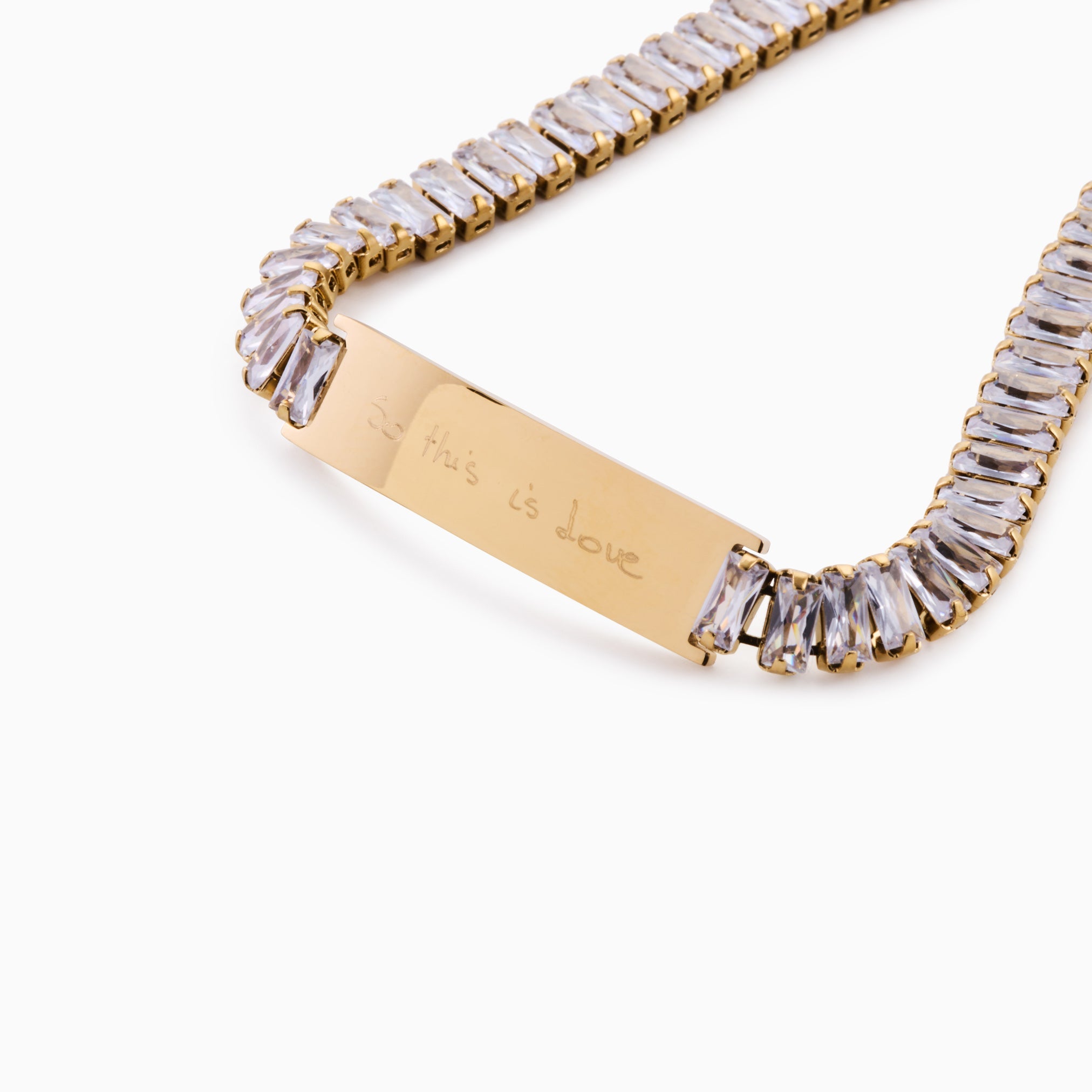 BAR BABYGIRL ENGRAVABLE TENNIS BRACELET best gold plated tarnish and water resistant piece by Irish Jewellery brand - Lynott Jewellery