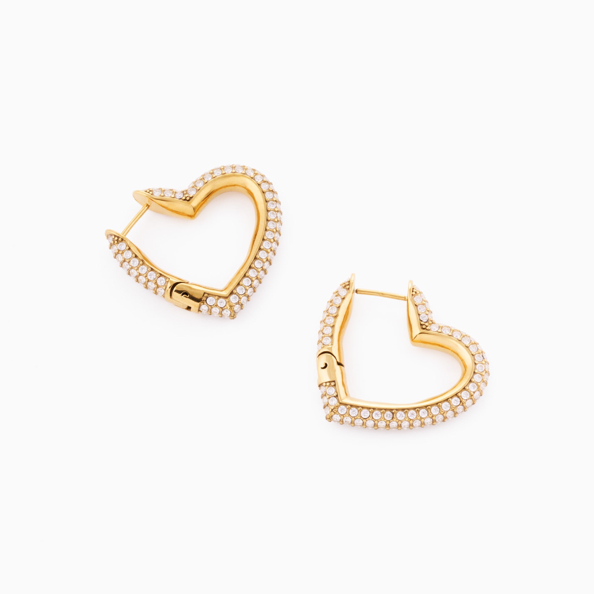 MEGAN FORTE CLARKE LOVER GIRL HEART HOOPS best gold plated tarnish and water resistant piece by Irish Jewellery brand - Lynott Jewellery