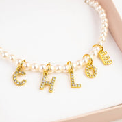 PEARL NAME NECKLACE best gold plated tarnish and water resistant piece by Irish Jewellery brand - Lynott Jewellery