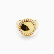 ETERNAL ENGRAVABLE SIGNET RING best gold plated tarnish and water resistant piece by Irish Jewellery brand - Lynott Jewellery
