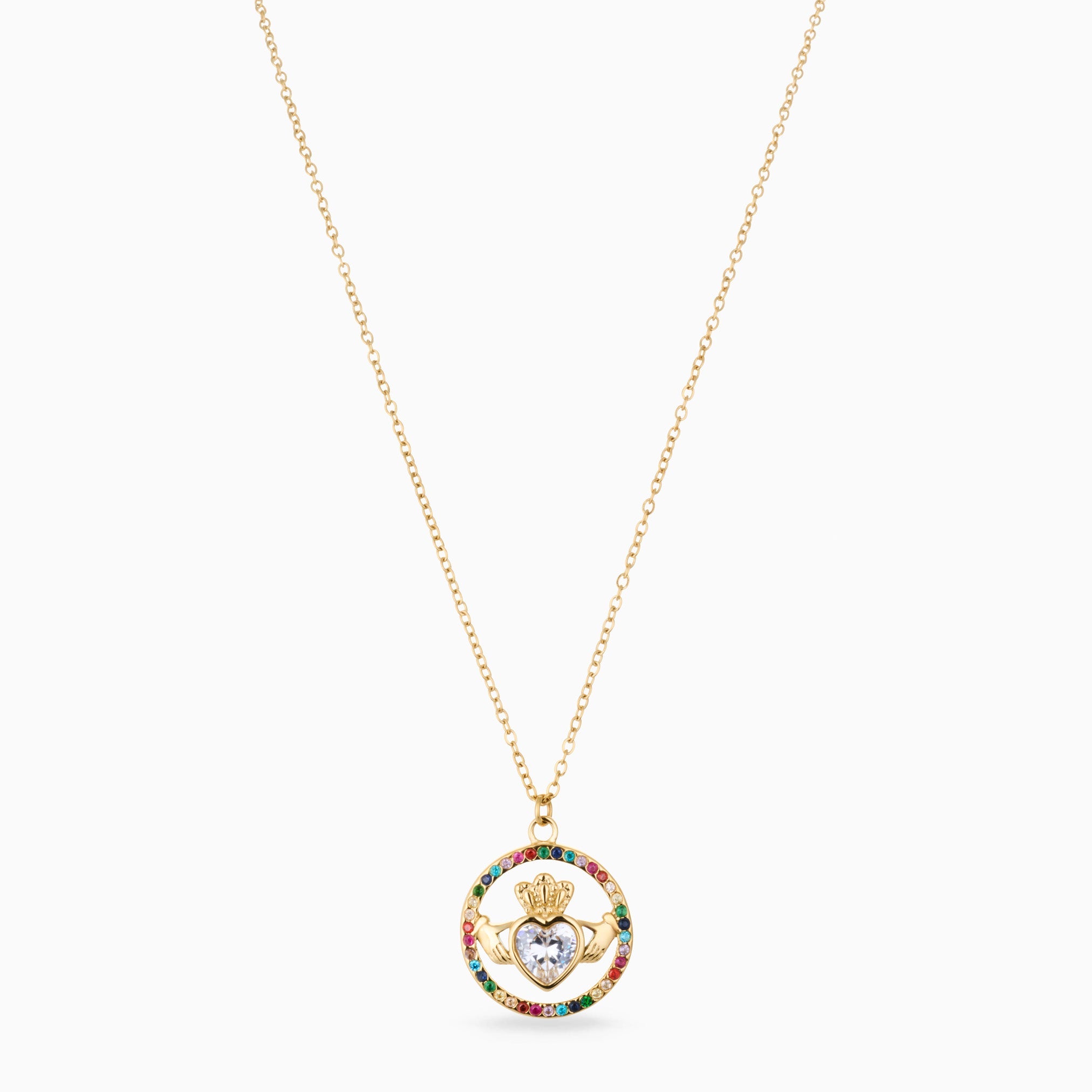MEGAN FORTE CLARKE ICONIC CLADDAGH NECKLACE best gold plated tarnish and water resistant piece by Irish Jewellery brand - Lynott Jewellery