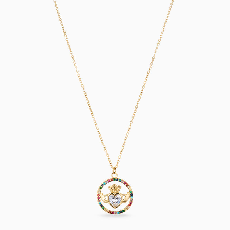 MEGAN FORTE CLARKE ICONIC CLADDAGH NECKLACE best gold plated tarnish and water resistant piece by Irish Jewellery brand - Lynott Jewellery