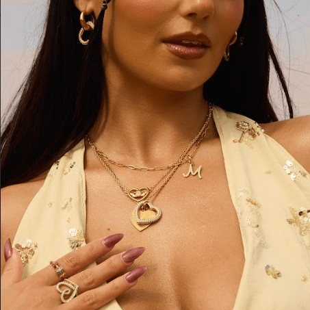 MEGAN FORTE CLARKE DIVA LAYERED CLADDAGH NECKLACE best gold plated tarnish and water resistant piece by Irish Jewellery brand - Lynott Jewellery
