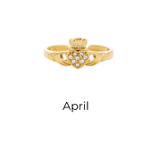 HEART CROWN CLADDAGH BIRTHSTONE ADJUSTABLE RING best gold plated tarnish and water resistant piece by Irish Jewellery brand - Lynott Jewellery