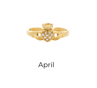HEART CROWN CLADDAGH BIRTHSTONE ADJUSTABLE RING best gold plated tarnish and water resistant piece by Irish Jewellery brand - Lynott Jewellery
