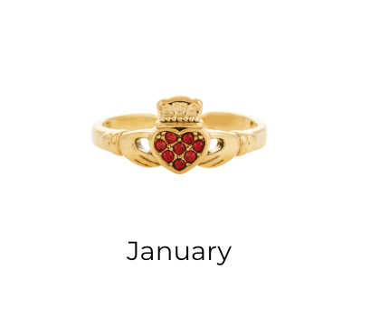 HEART CROWN CLADDAGH BIRTHSTONE ADJUSTABLE RING best gold plated tarnish and water resistant piece by Irish Jewellery brand - Lynott Jewellery