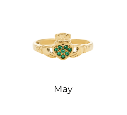 HEART CROWN CLADDAGH BIRTHSTONE ADJUSTABLE RING best gold plated tarnish and water resistant piece by Irish Jewellery brand - Lynott Jewellery