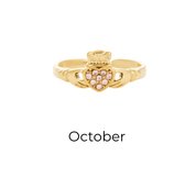 HEART CROWN CLADDAGH BIRTHSTONE ADJUSTABLE RING best gold plated tarnish and water resistant piece by Irish Jewellery brand - Lynott Jewellery