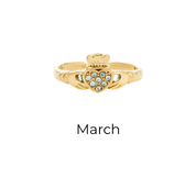 HEART CROWN CLADDAGH BIRTHSTONE ADJUSTABLE RING best gold plated tarnish and water resistant piece by Irish Jewellery brand - Lynott Jewellery
