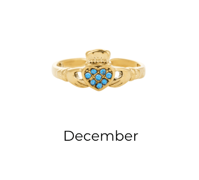 HEART CROWN CLADDAGH BIRTHSTONE ADJUSTABLE RING best gold plated tarnish and water resistant piece by Irish Jewellery brand - Lynott Jewellery