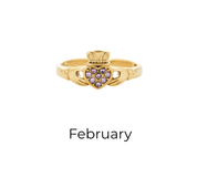 HEART CROWN CLADDAGH BIRTHSTONE ADJUSTABLE RING best gold plated tarnish and water resistant piece by Irish Jewellery brand - Lynott Jewellery