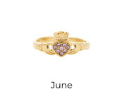 HEART CROWN CLADDAGH BIRTHSTONE ADJUSTABLE RING best gold plated tarnish and water resistant piece by Irish Jewellery brand - Lynott Jewellery