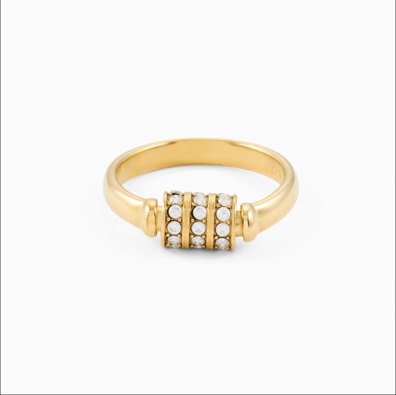 MEGAN FORTE CLARKE THIRSTY SPINNING RING best gold plated tarnish and water resistant piece by Irish Jewellery brand - Lynott Jewellery